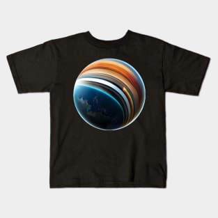 Marble Planets of the  Solar System Kids T-Shirt